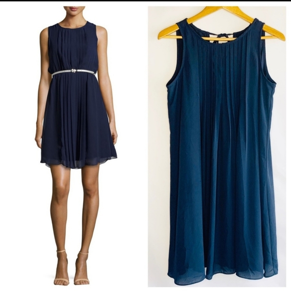 chiffon pleated swing dress